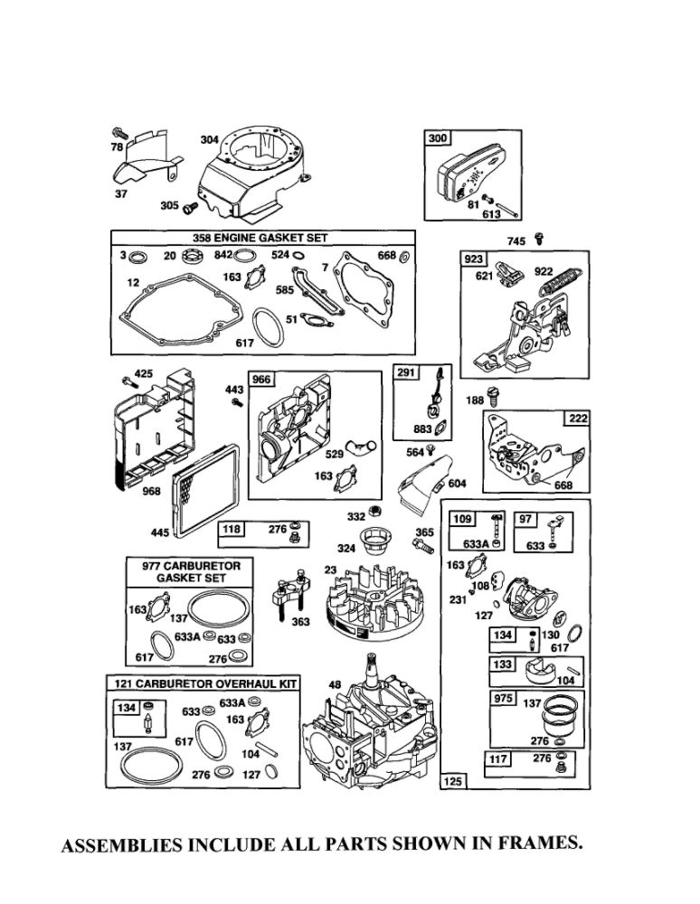 Carburetor/Muffler/Brake Diagram and Parts List for 126T02-0709-E1C  Briggs and Stratton Engine